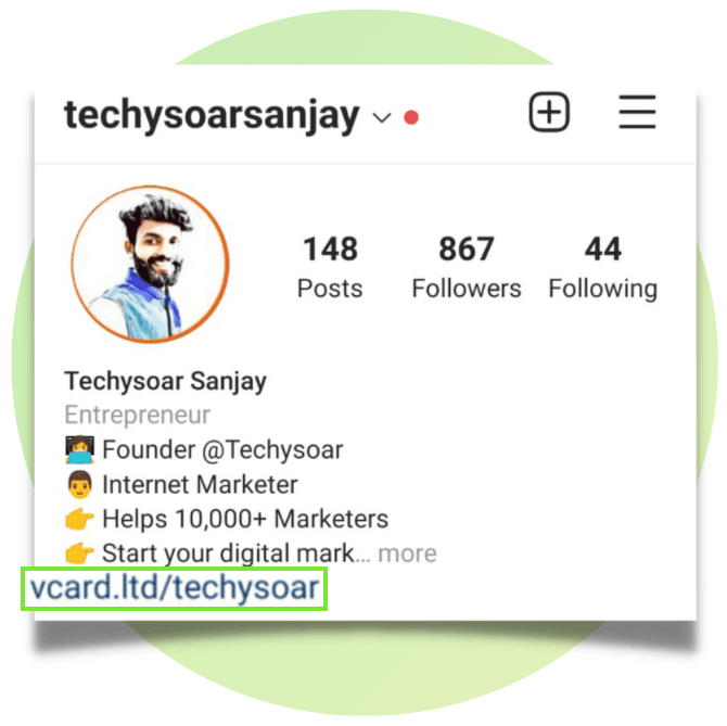 instagram vcard Techysoar