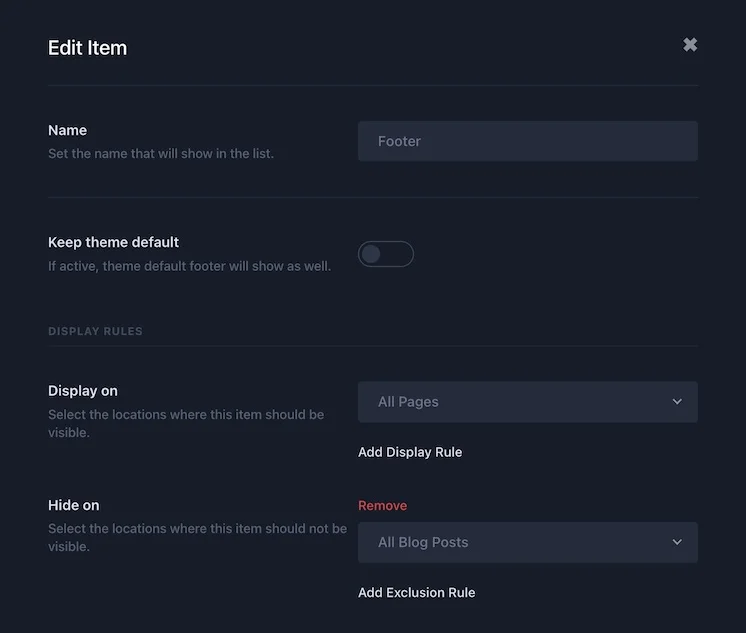 theme builder conditions Techysoar
